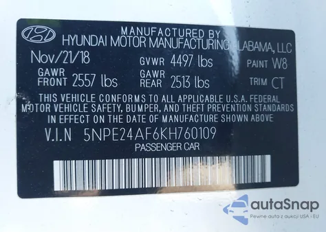 2019 Hyundai Sonata Se из США, поврежденный, VIN 5NPE24AF6KH760109